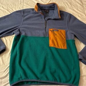 Patagonia Synchilla 1/4 Zip Fleece Mens Jacket Blue Green MSRP $119